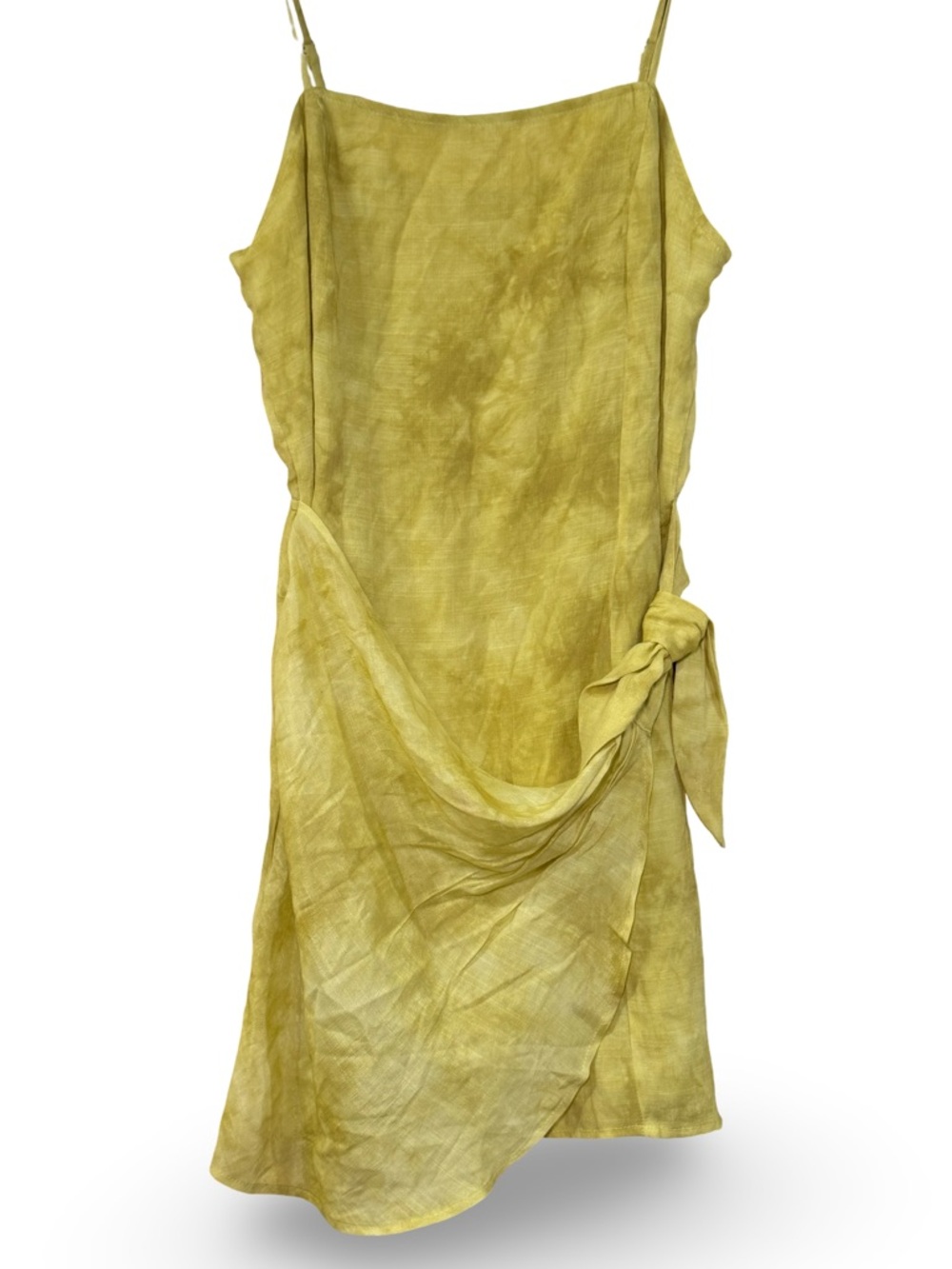 🌞☀️ Washed Linen Tie-Detail Bohemian Mini Sun Dress in yellow tie dye ☀️🌞